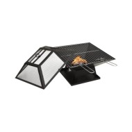 Foyer et barbecue avec tisonnier 2 en 1 46,5x46,5x37 cm Acier