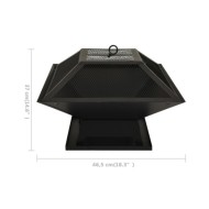 Foyer et barbecue avec tisonnier 2 en 1 46,5x46,5x37 cm Acier