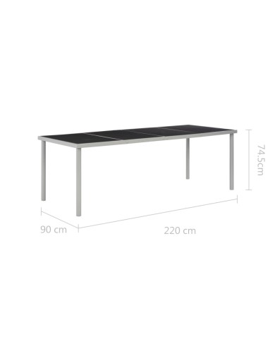 Table de jardin Noir 220x90x74,5 cm Acier