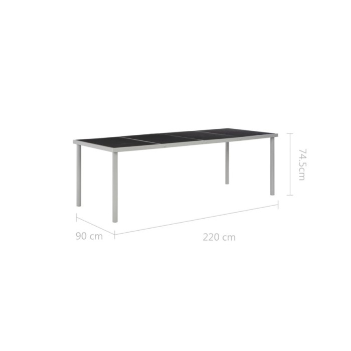 Table de jardin Noir 220x90x74,5 cm Acier