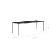 Table de jardin Noir 220x90x74,5 cm Acier