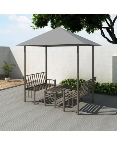 Chapiteau de jardin avec table et bancs 2,5x1,5x2,4m Anthracite