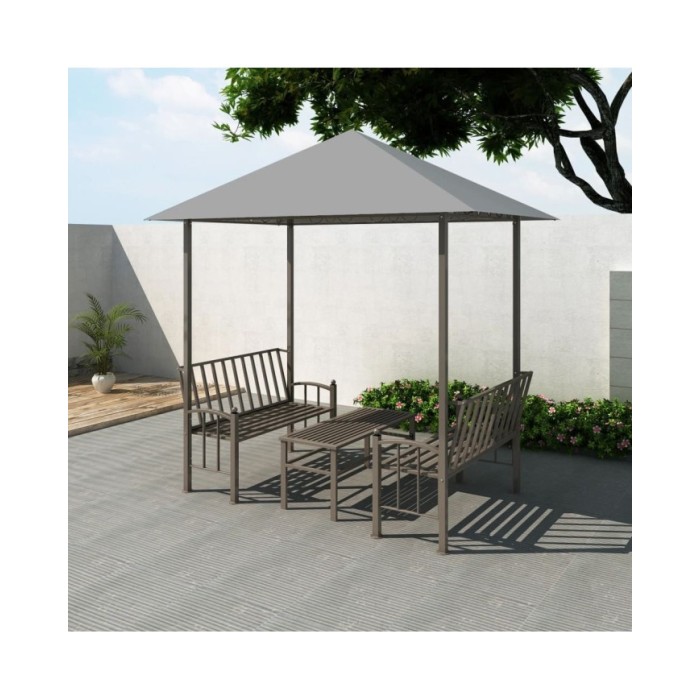 Chapiteau de jardin avec table et bancs 2,5x1,5x2,4m Anthracite
