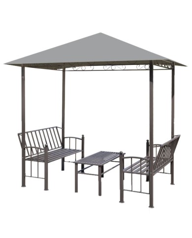 Chapiteau de jardin avec table et bancs 2,5x1,5x2,4m Anthracite
