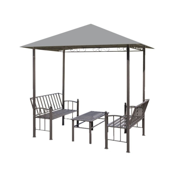 Chapiteau de jardin avec table et bancs 2,5x1,5x2,4m Anthracite