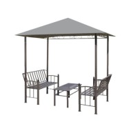 Chapiteau de jardin avec table et bancs 2,5x1,5x2,4m Anthracite