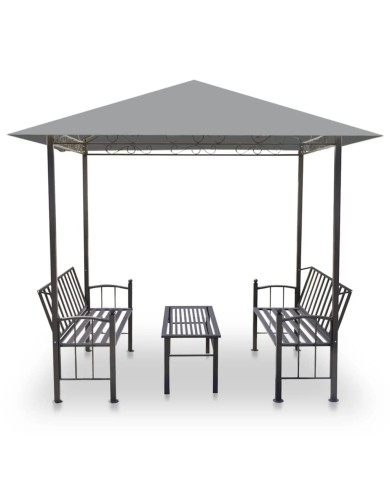 Chapiteau de jardin avec table et bancs 2,5x1,5x2,4m Anthracite