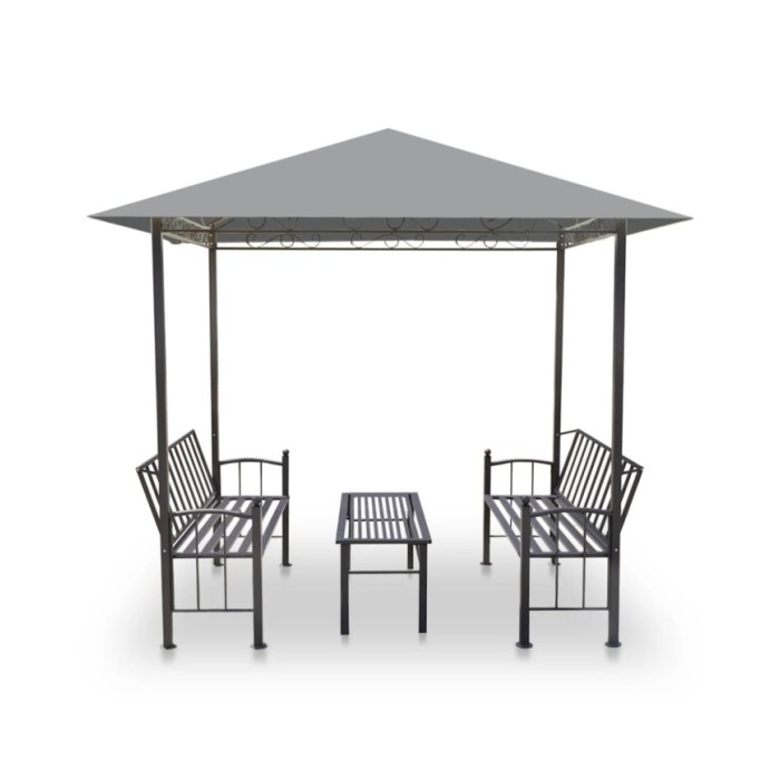 Chapiteau de jardin avec table et bancs 2,5x1,5x2,4m Anthracite