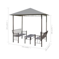 Chapiteau de jardin avec table et bancs 2,5x1,5x2,4m Anthracite