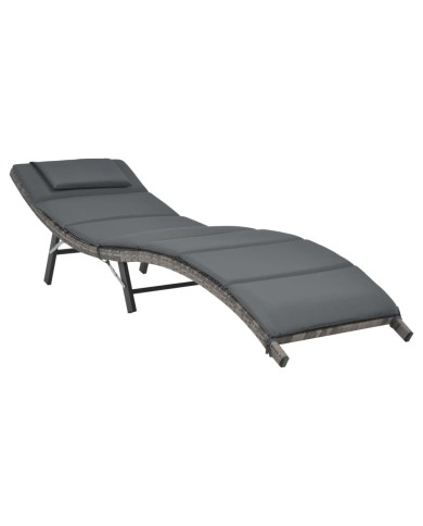 Ensemble de chaises longues pliables 3 pcs Résine tressée Gris