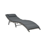 Ensemble de chaises longues pliables 3 pcs Résine tressée Gris