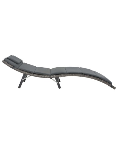 Ensemble de chaises longues pliables 3 pcs Résine tressée Gris