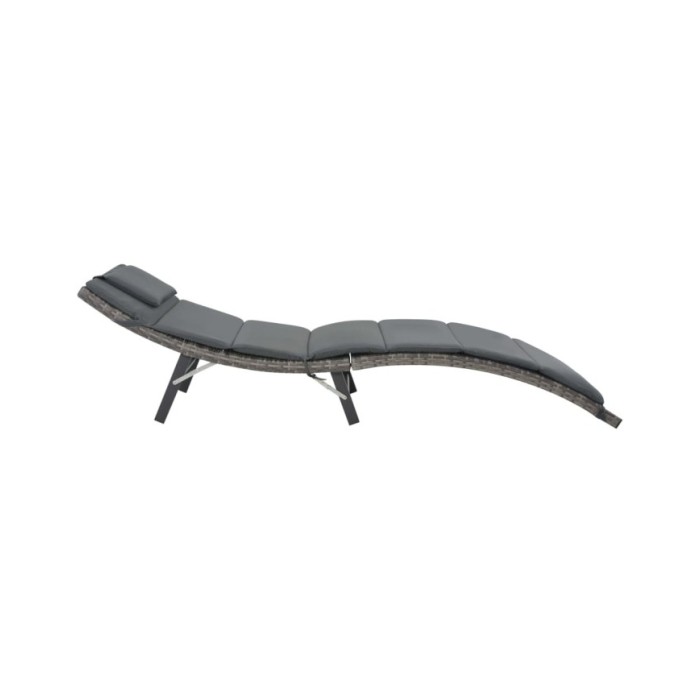 Ensemble de chaises longues pliables 3 pcs Résine tressée Gris