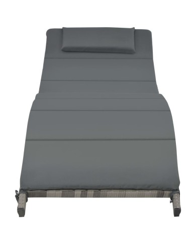 Ensemble de chaises longues pliables 3 pcs Résine tressée Gris