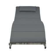 Ensemble de chaises longues pliables 3 pcs Résine tressée Gris