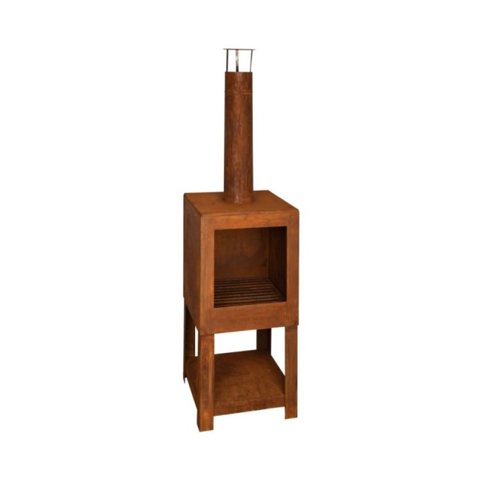 Esschert Design Cheminée d'extérieur avec rangement de bois FF298