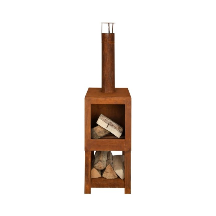 Esschert Design Cheminée d'extérieur avec rangement de bois FF298