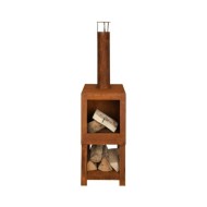Esschert Design Cheminée d'extérieur avec rangement de bois FF298