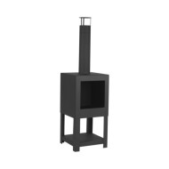 Esschert Design Cheminée d'extérieur avec rangement de bois Noir FF410