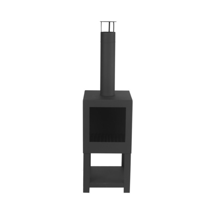 Esschert Design Cheminée d'extérieur avec rangement de bois Noir FF410