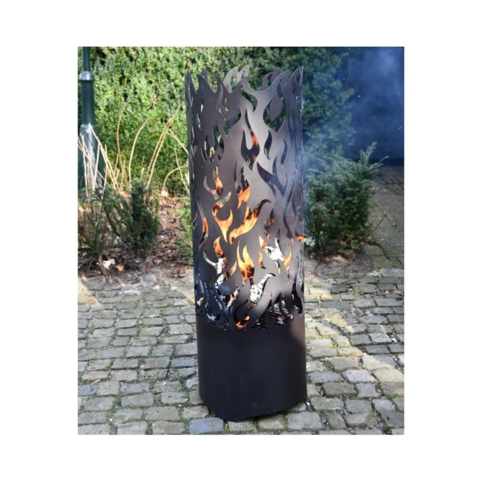 Esschert Design Baril à feu Flames Acier au carbone Noir FF408