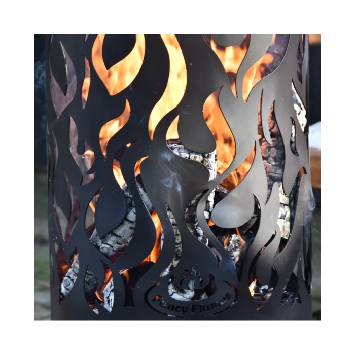 Esschert Design Baril à feu Flames Acier au carbone Noir FF408