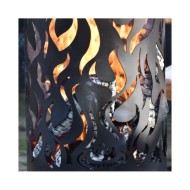 Esschert Design Baril à feu Flames Acier au carbone Noir FF408