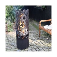 Esschert Design Baril à feu Flames Acier au carbone Noir FF408