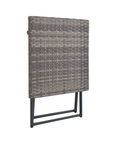 Ensemble de chaises longues pliables 3 pcs Résine tressée Gris