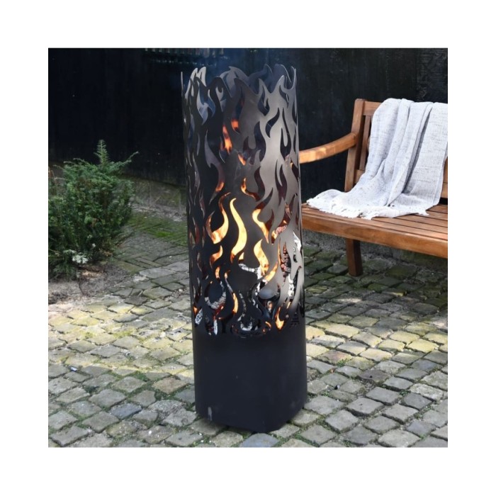 Esschert Design Baril à feu Flames Acier au carbone Noir FF408