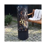 Esschert Design Baril à feu Flames Acier au carbone Noir FF408