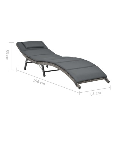 Ensemble de chaises longues pliables 3 pcs Résine tressée Gris