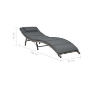 Ensemble de chaises longues pliables 3 pcs Résine tressée Gris
