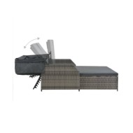 Chaise longue à 2 places avec auvent Résine tressée Gris