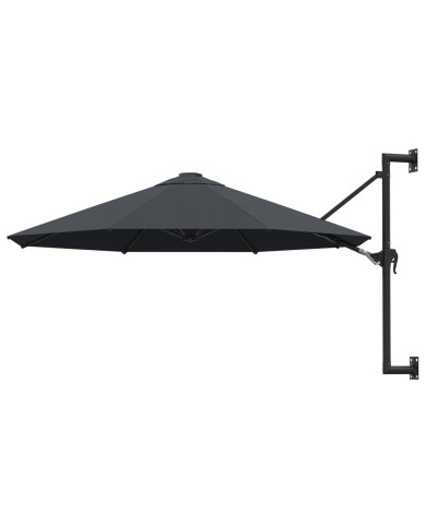 Parasol mural avec mât métallique 300 cm Anthracite