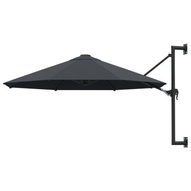 Parasol mural avec mât métallique 300 cm Anthracite