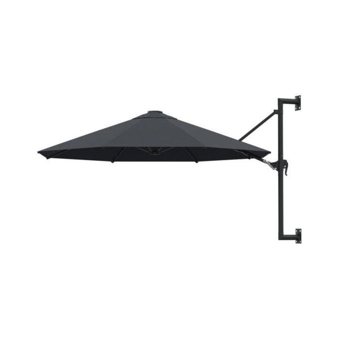 Parasol mural avec mât métallique 300 cm Anthracite