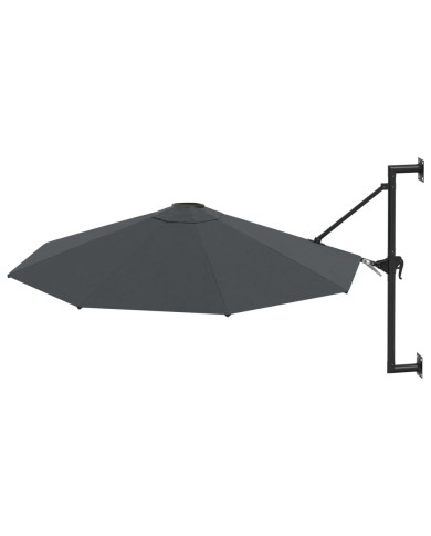 Parasol mural avec mât métallique 300 cm Anthracite