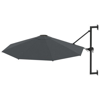 Parasol mural avec mât métallique 300 cm Anthracite