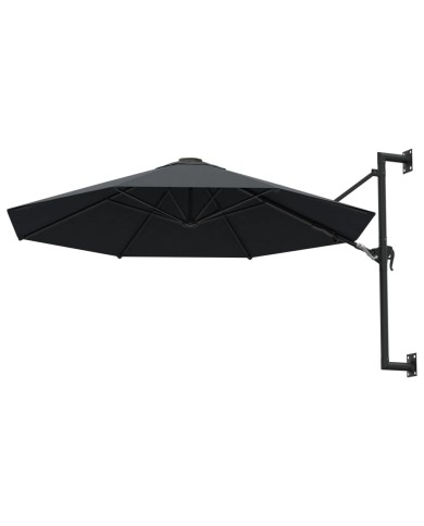 Parasol mural avec mât métallique 300 cm Anthracite