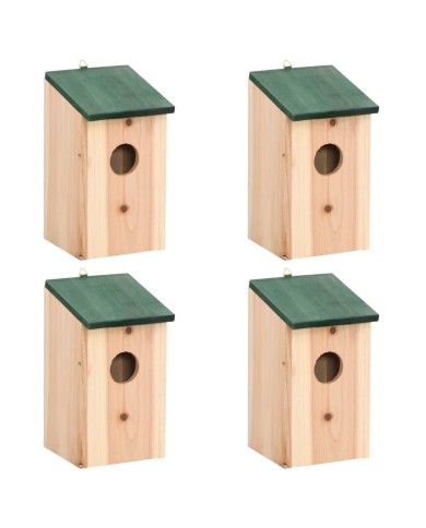 4 pcs Nichoirs Bois 12x12x22 cm 