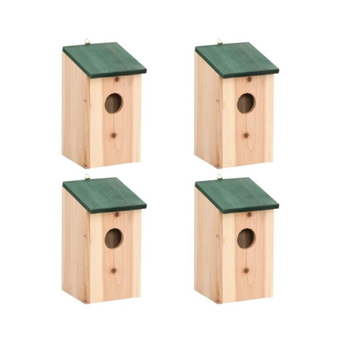 4 pcs Nichoirs Bois 12x12x22 cm 