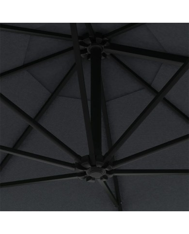 Parasol mural avec mât métallique 300 cm Anthracite