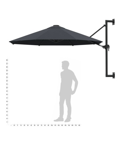 Parasol mural avec mât métallique 300 cm Anthracite