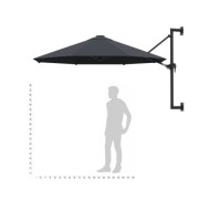 Parasol mural avec mât métallique 300 cm Anthracite
