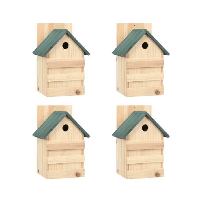 Nichoirs 4 pcs 23x19x33 cm Bois de sapin