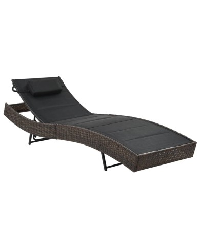 Chaise longue Résine tressée et textilène Marron