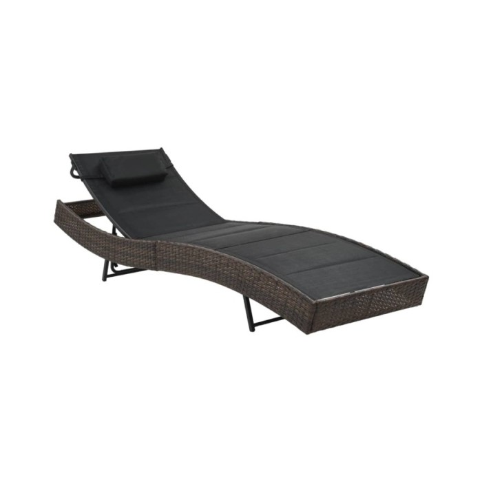 Chaise longue Résine tressée et textilène Marron