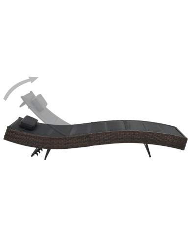 Chaise longue Résine tressée et textilène Marron