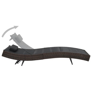Chaise longue Résine tressée et textilène Marron
